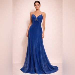 VTG Alfred Angelo Royal Blue Union Made Maxi Dress Mermaidcore Fairycore